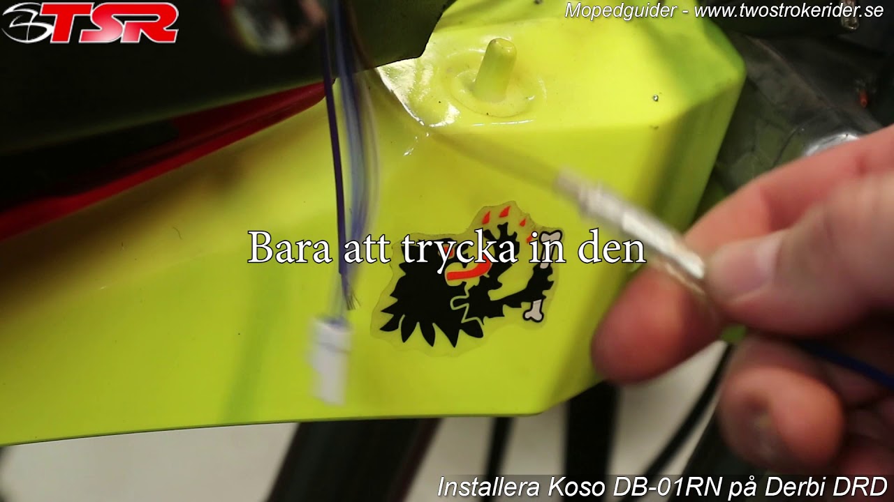 Rexxy visar hur man kopplar in en Koso DB-01RN på en Derbi DRD Pro
