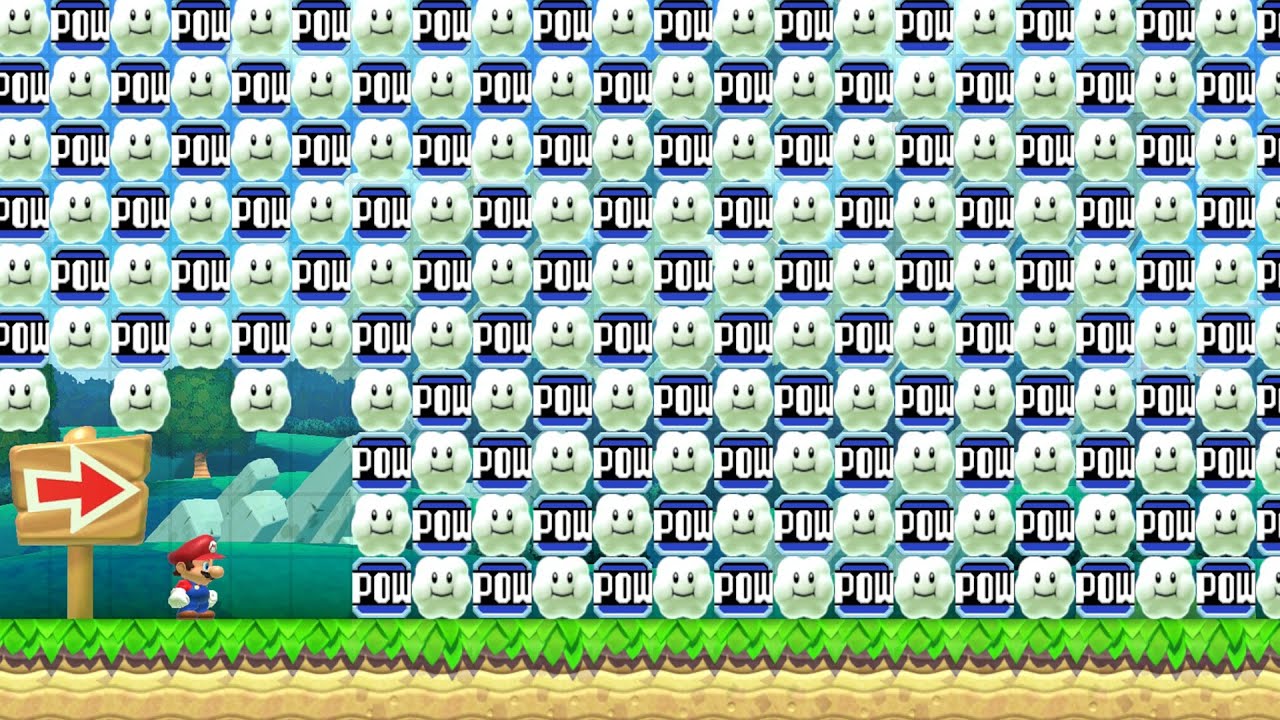 POWブロックを運んで先へ進め！大量のPOWブロックを使ったPOW運びコースを作ってみた！【マリオメーカー2】