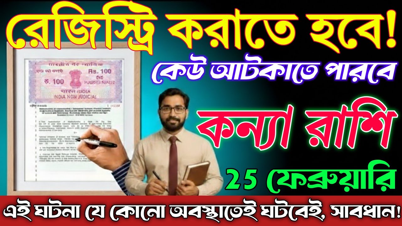 কন্যা রাশি♍25 ফেব্রুয়ারি 2026 রেজিস্ট্রি করতে হবে, কোনো মায়ের লাল এটি আটকাতে পারবে/Kanya Rashi