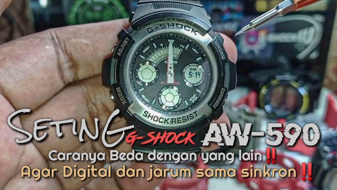 Cara Seting Jam Tangan G-SHOCK AW-590 Supaya tampilan Jarum dan digital Sama 👍👍👍