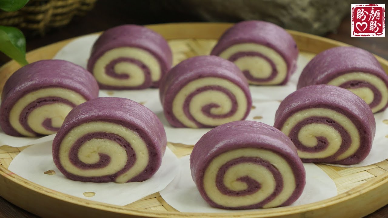 Purple potato steamed bread roll。紫薯馒头卷，香气扑鼻，松软可口易消，颜值也超高，营养又健康！