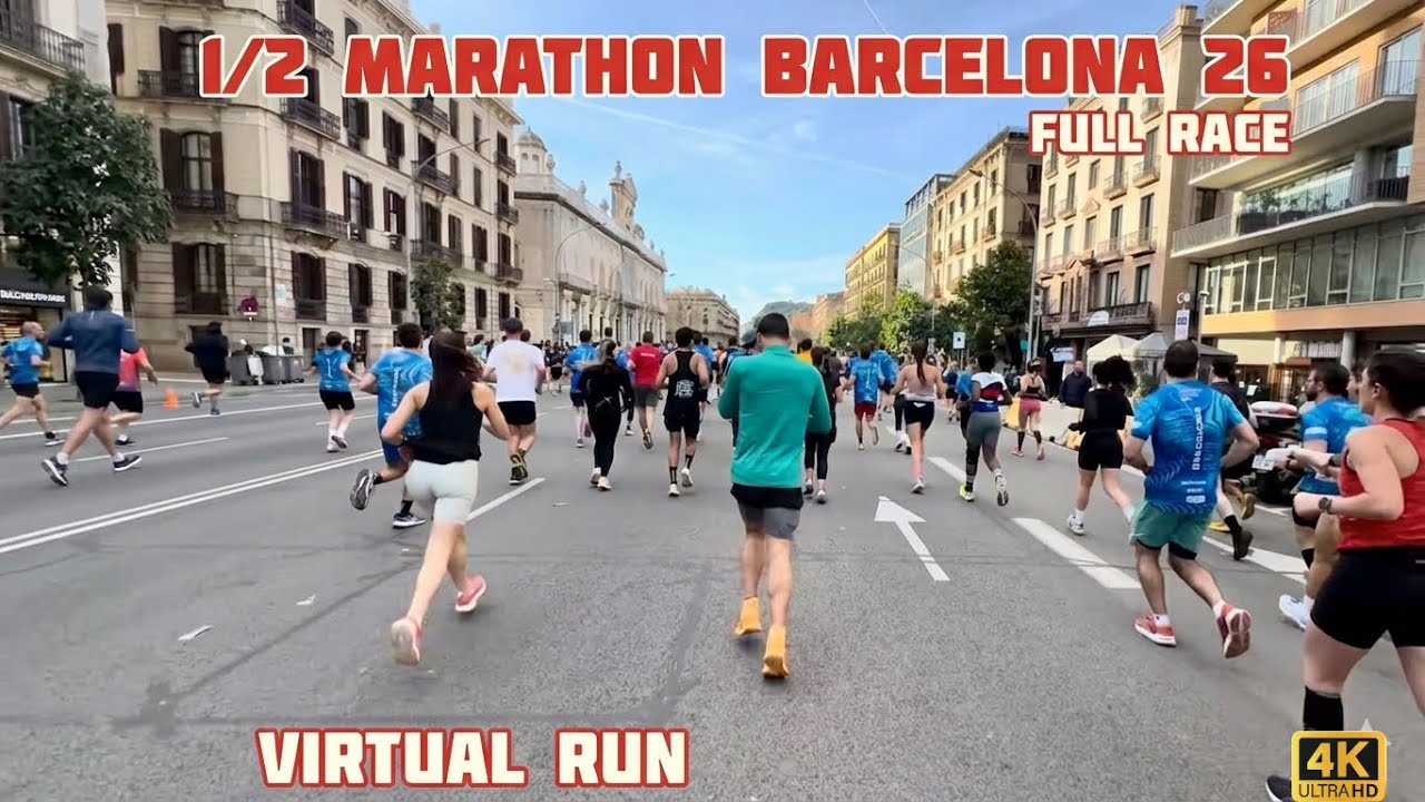 Virtual Run | Full Half Marathon Barcelona 2026 | Treadmill Workout #082