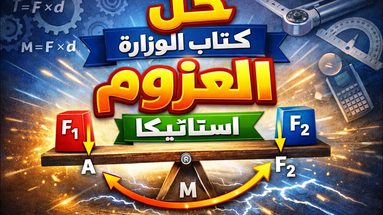 حل كتاب المدرسة العزوم الصف الثالث الثانوي استاتيكا 2026 