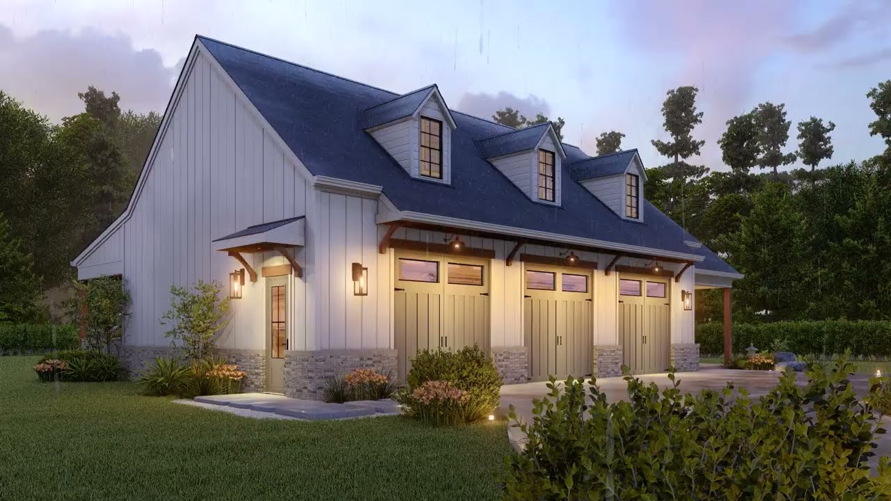 3-Car Garage Plan with Apartment Under 500 Sq Ft | Modern Farmhouse Style [Plan 699-00396]