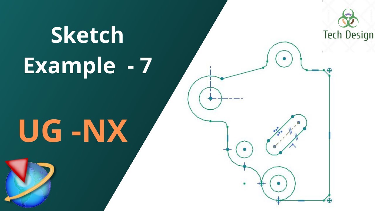 Unigraphics NX- Sketch Example 7 with constraints and Dimensioning for beginners