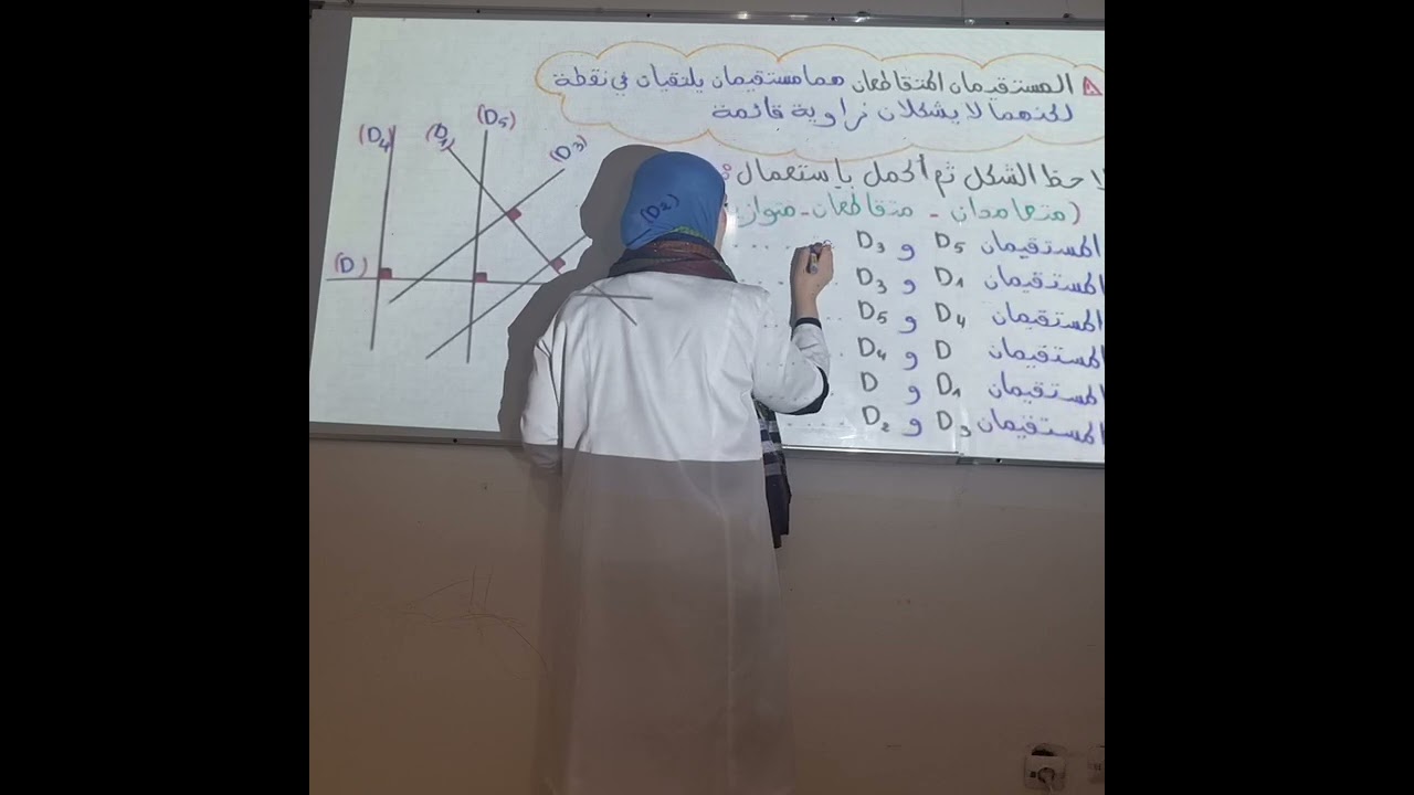 المستقيمان المتقاطعان والمستقيمان المتوازيان والمستقيمان المتعامدان #تعليم #السنةالثالثةابتدائي