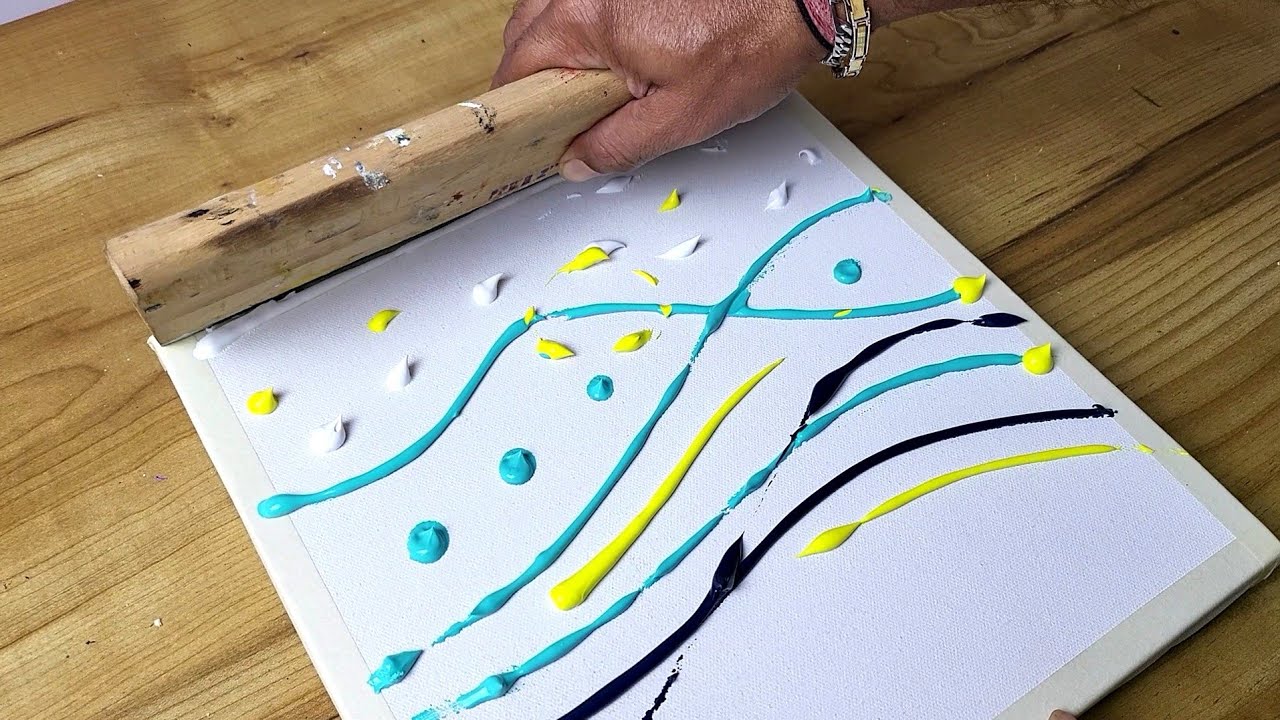 How to Draw Abstract Painting Using Rubber Squeegee