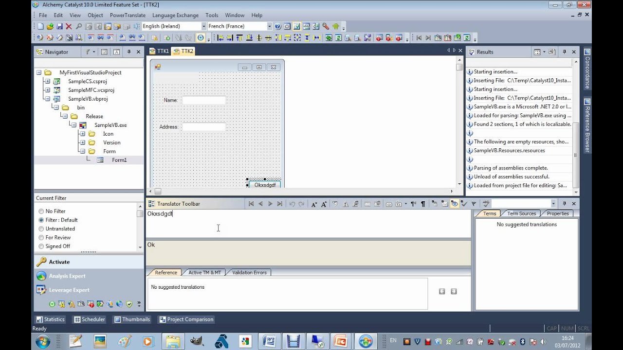 Evaluating CATALYST10:  3. Translating Visual Studio Projects
