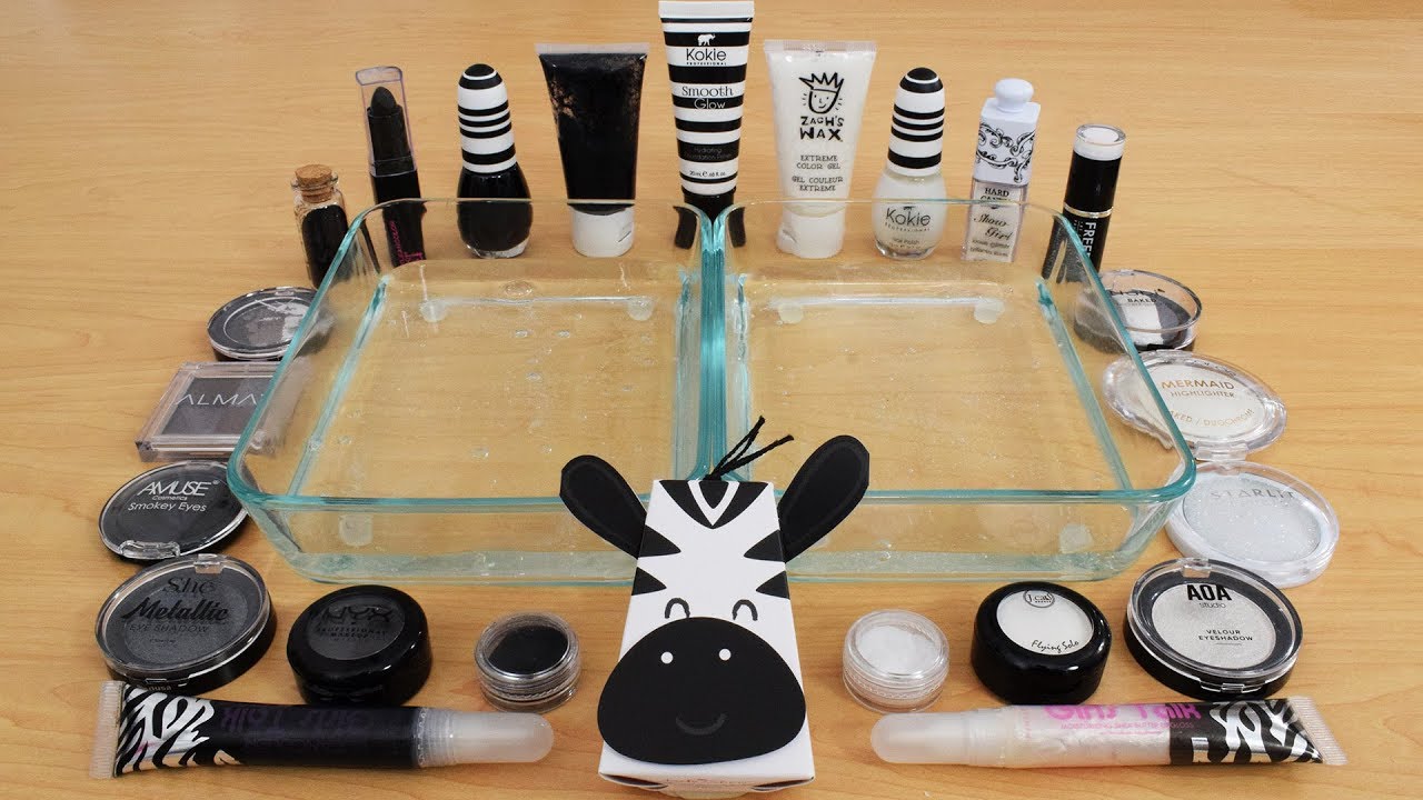 Black vs White - Mixing Makeup Eyeshadow Into Slime! Special Series 145 Satisfying Slime Video
