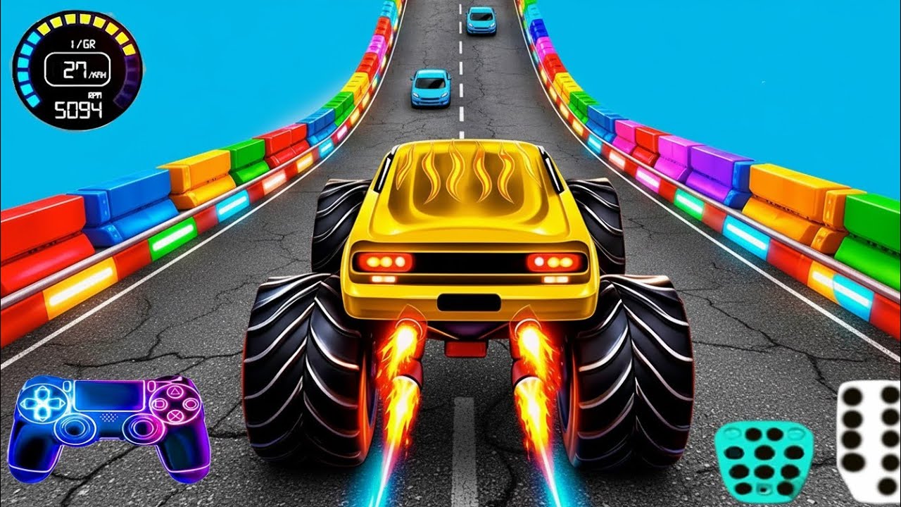 🚨Monster Truck Mega Ramp Extreme Racing Mega Ramp Impossible Stunt🔥Crazy Crash Test #2