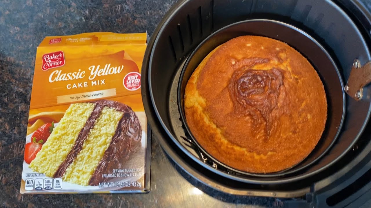 Air Fryer Cake From Yellow Cake Box Mix - how to bake a cake in your air fryer! 🍰😋👍