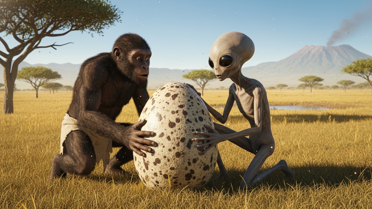 Giant Egg Raid Conflict | Early Hominids vs Giant Prehistoric Bird: First Contact Cooperation