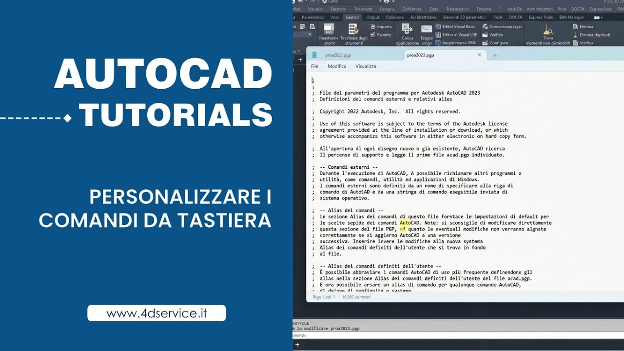 AUTOCAD - PERSONALIZZARE I COMANDI DA TASTIERA