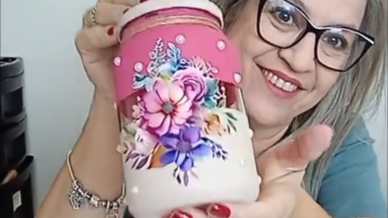 DIY ideia com Pote de vidro de palmito (aula ao vivo )