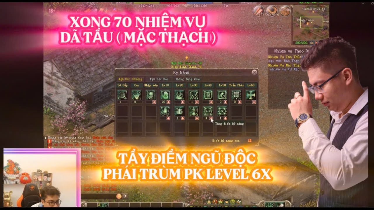 VÕ LÂM TRUYỀN KỲ 2.0 PC : XONG 70 NHIỆM VỤ DÃ TẨU ( MẶC THẠCH ) - TẨY ĐIỂM CHO NGŨ ĐỘC BAO MẠNH