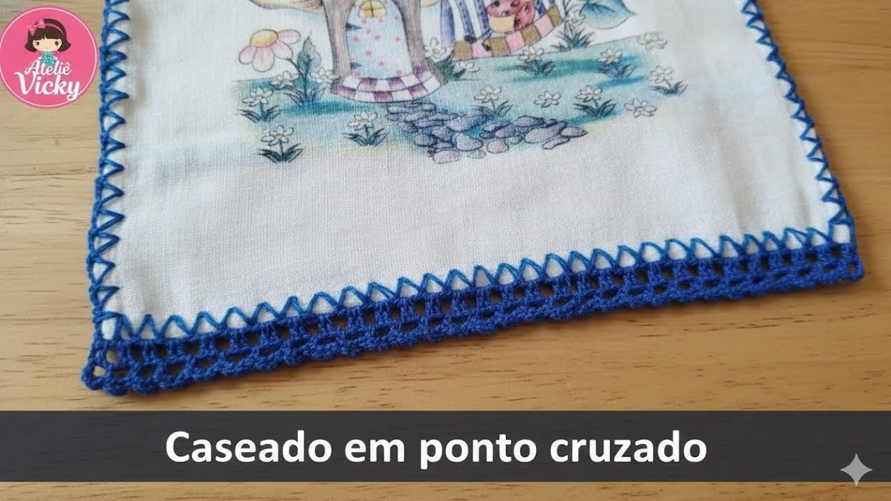 Caseado em ponto cruzado e bico simples e rápido de pano de prato #8