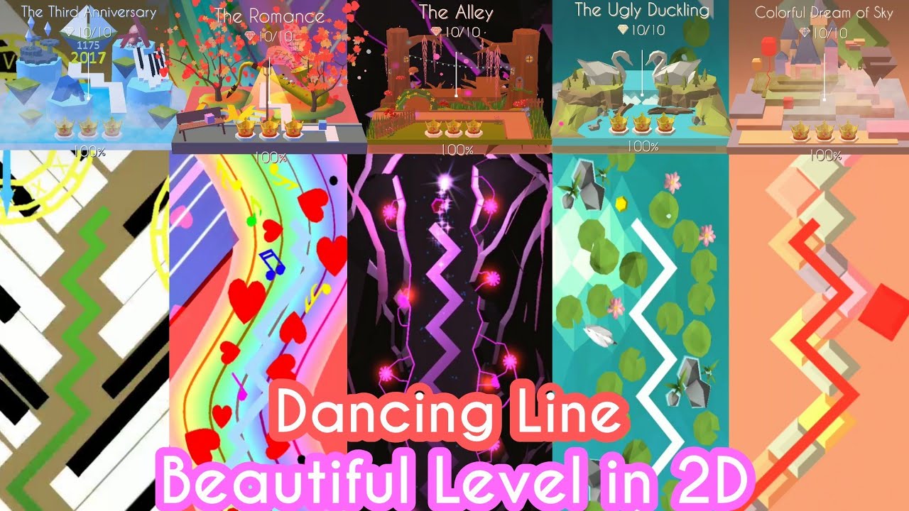 Dancing Line - Beautiful Level in 2D (The Third Anniversary,Romance, Alley,etc)