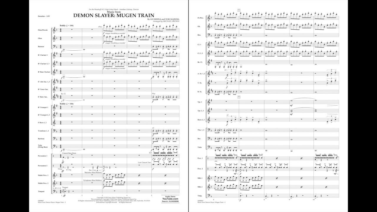 Music from Demon Slayer: Mugen Train arranged by Michael Brown