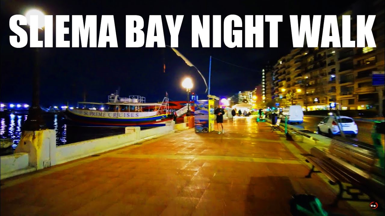 Sliema Malta Night Walk 🇲🇹 | #walkingtour #winter #4kwalk #malta #travel #4ktour #tour #2023