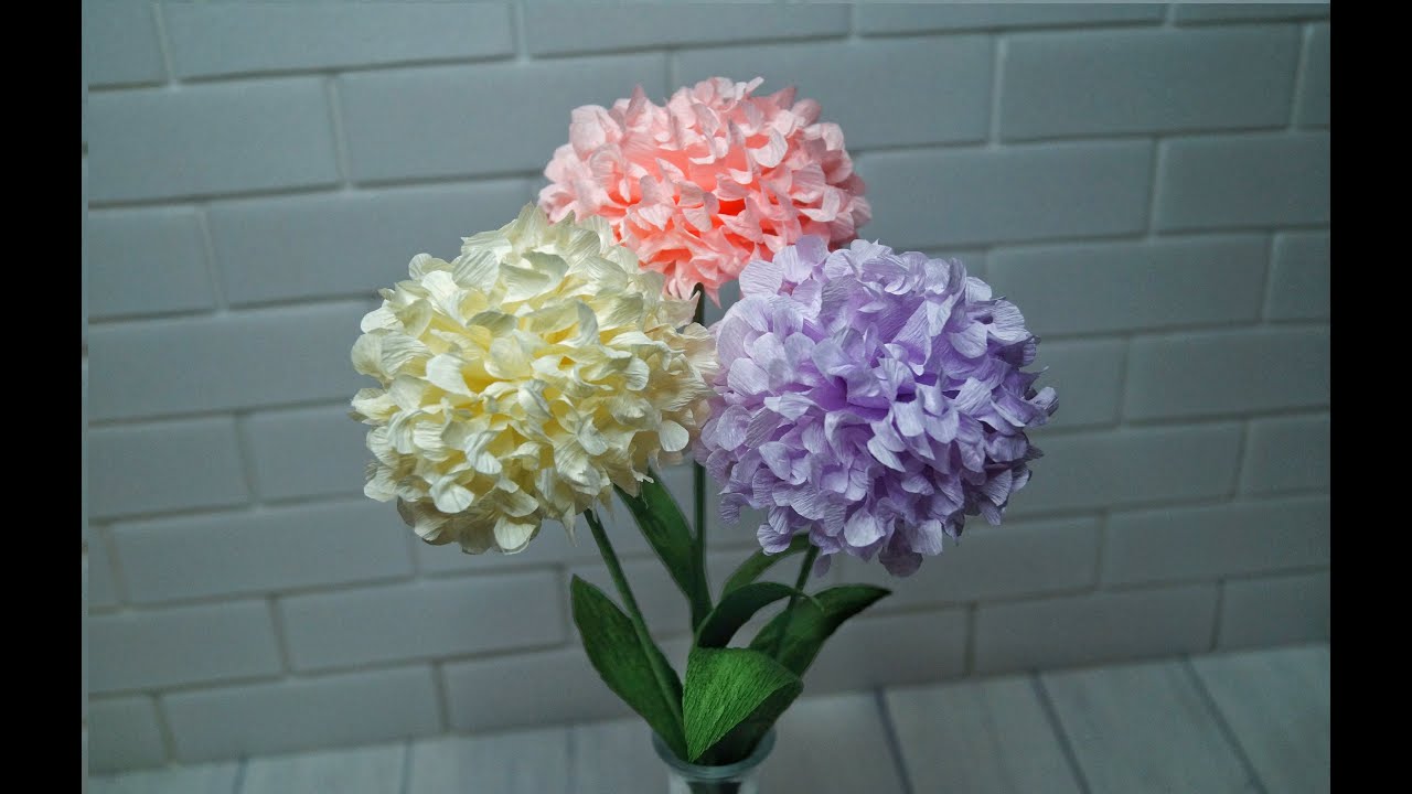 Hydrangea made of corrugated paper