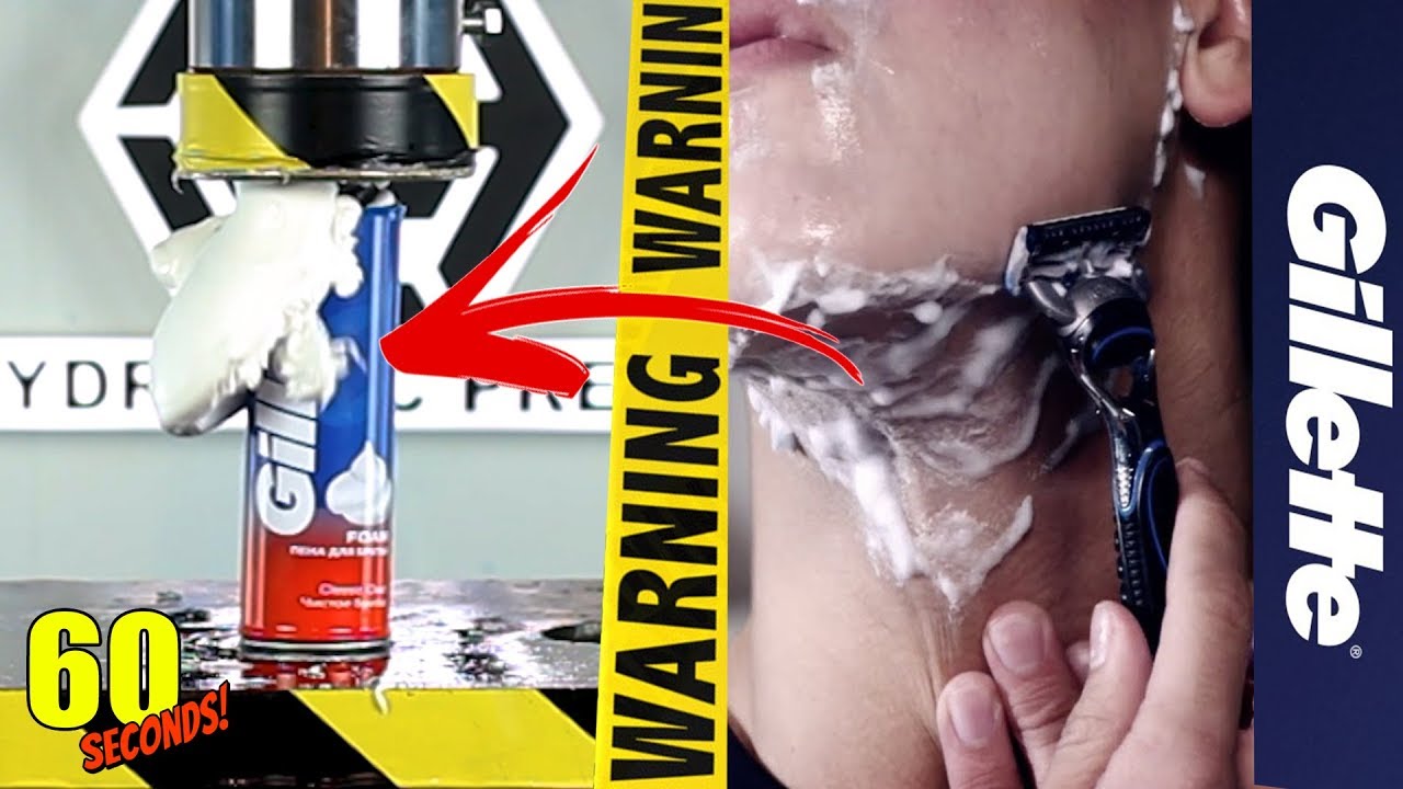 60 SECONDS Experiment - HYDRAULIC PRESS VS Gillette Shaving Foam | CRASH TEST