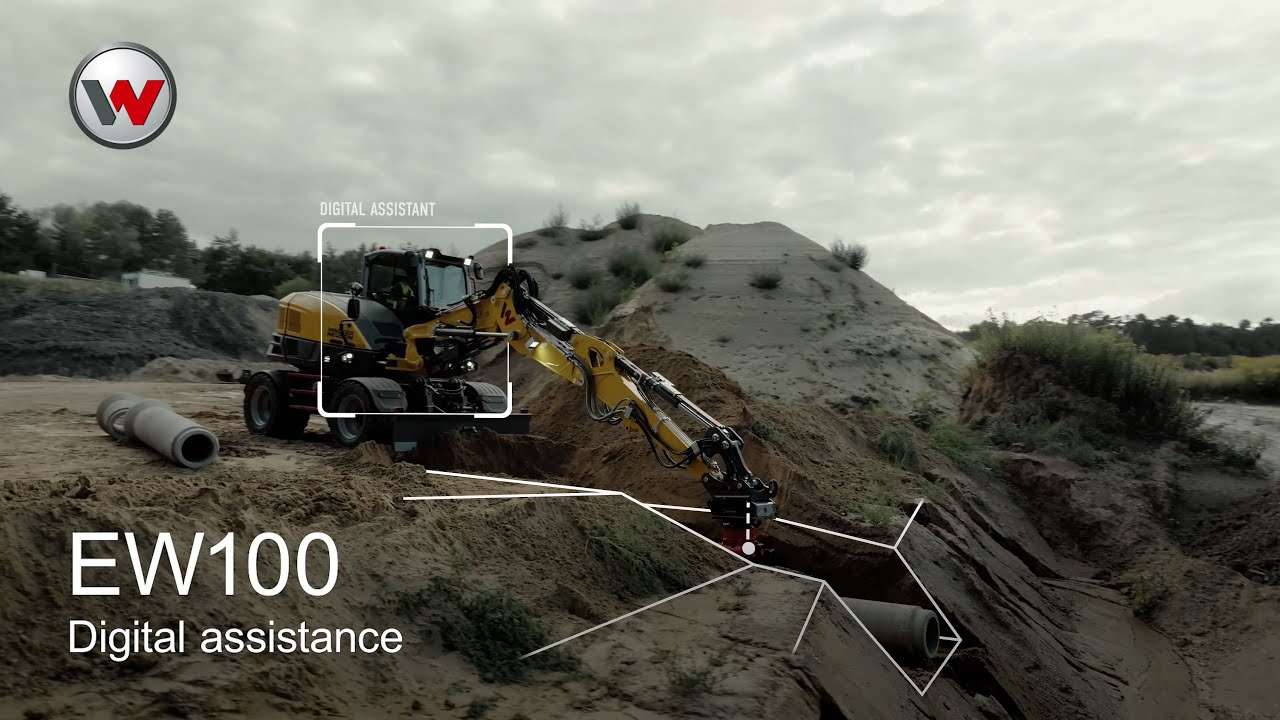 EW100 wheeled excavator with digital features for greater working comfort
