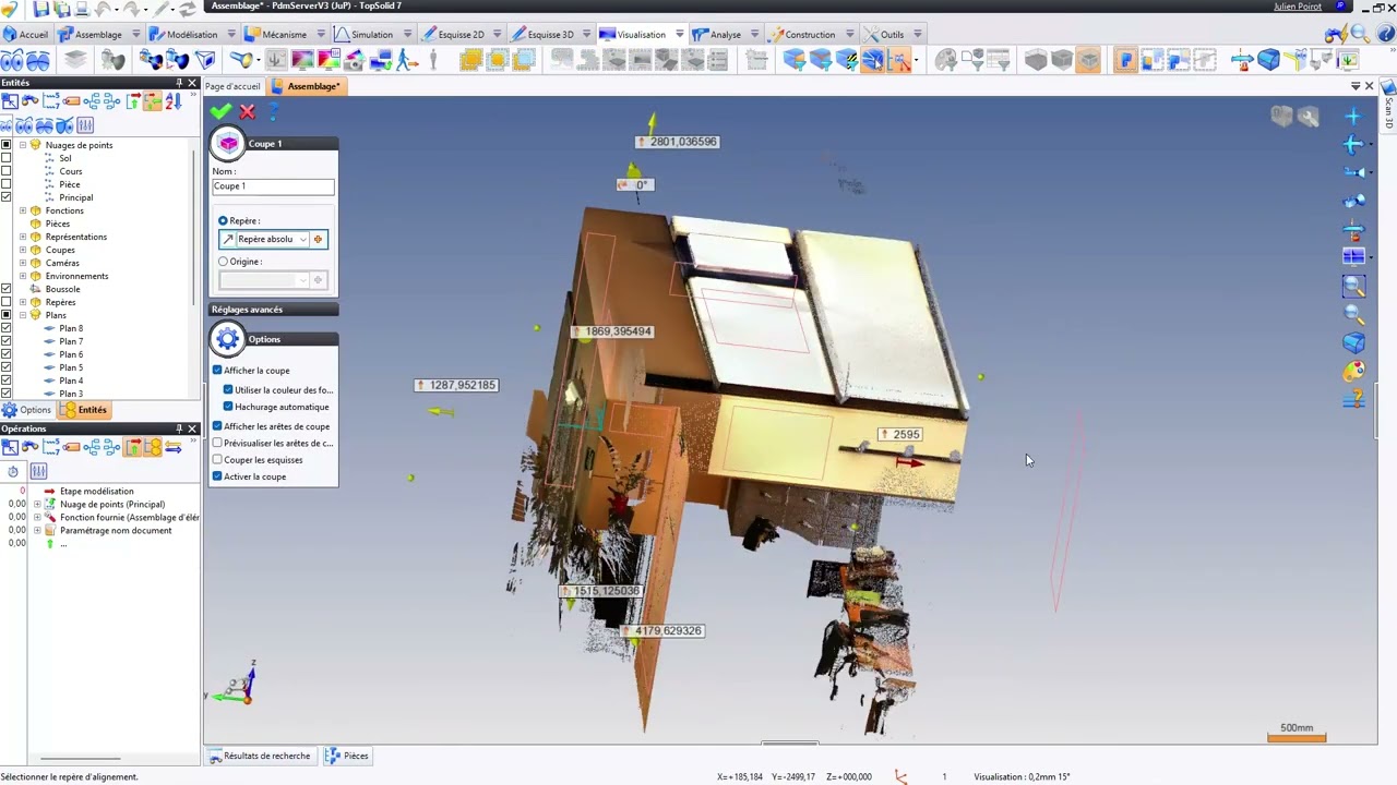 Traitement d'un nuage de points (scan 3D) Trimble X9 dans TopSolid'Steel (version longue commentée)