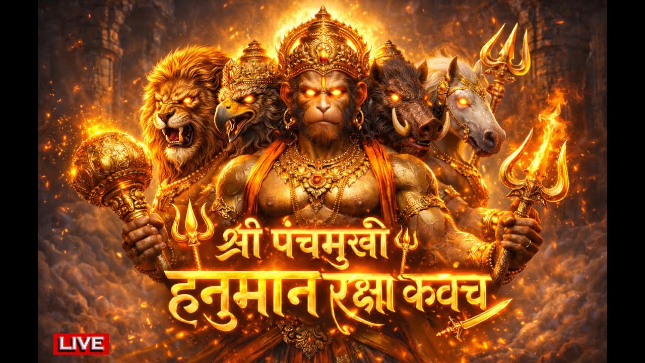 LIVE घर में चलाकर छोड़ दें, कोई भी बुरी शक्ति नहीं टिकेगी - श्री पंचमुखी हनुमान रक्षा कवच (१०८ बार)