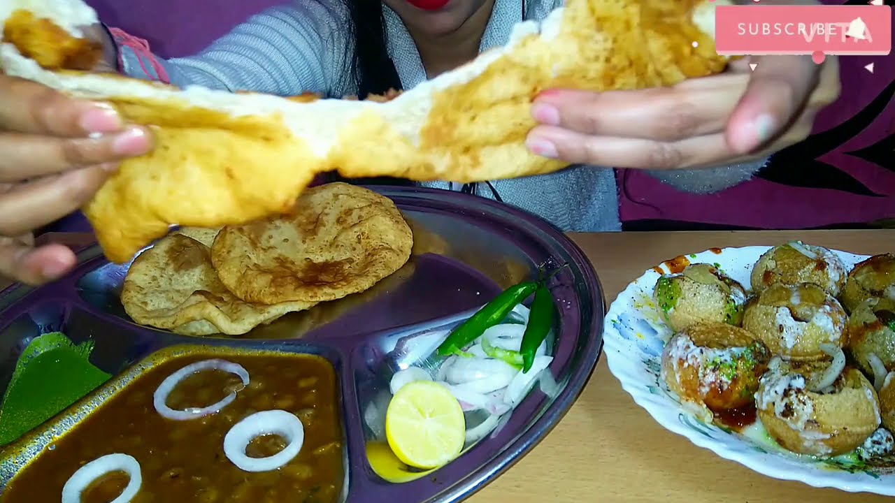 Eating CHOLE BHATURE With Bharwa Golgape Chaat ASMR Indian Food