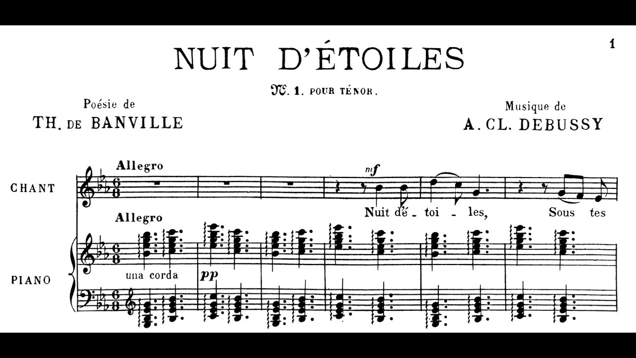 Nuit d’etoiles (E-flat Major), Claude Debussy, Piano Accompaniment.