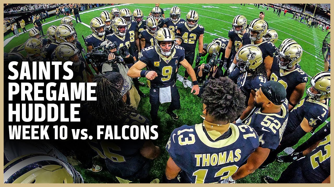Brees & Demario Lead Saints Pregame Huddle vs Falcons | Week 10 | 2019 NFL