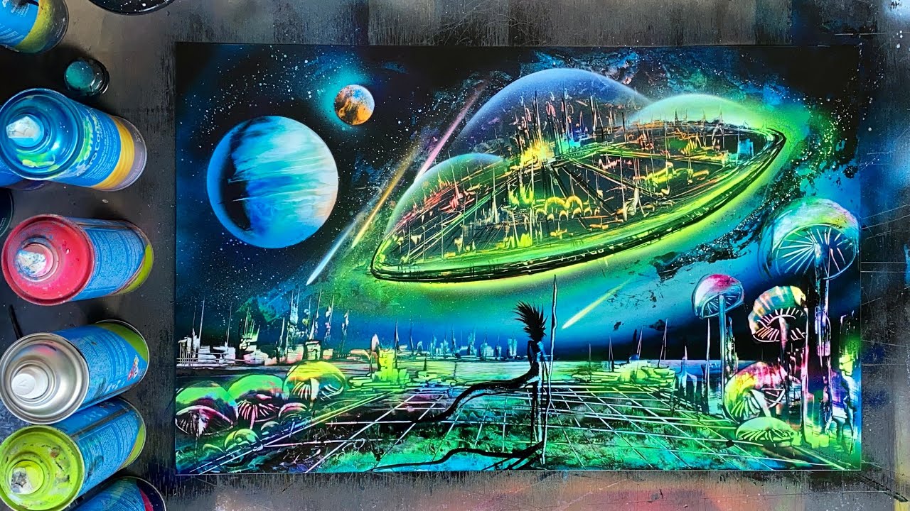 Alien invasion spray painting
