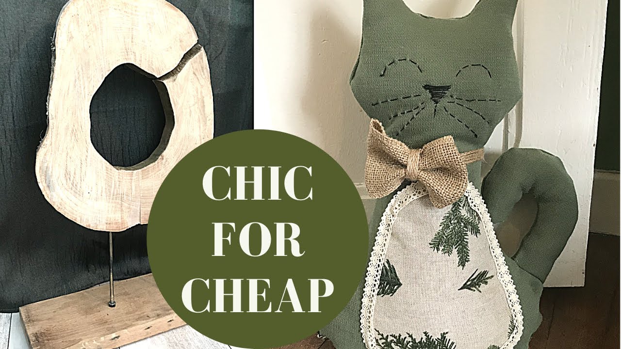 HIGH END DUPES - WOOD SLICE DECOR PIECE - NO-SEW CAT DOORSTOP - RUSTIC FARMHOUSE  -CHIC FOR CHEAP