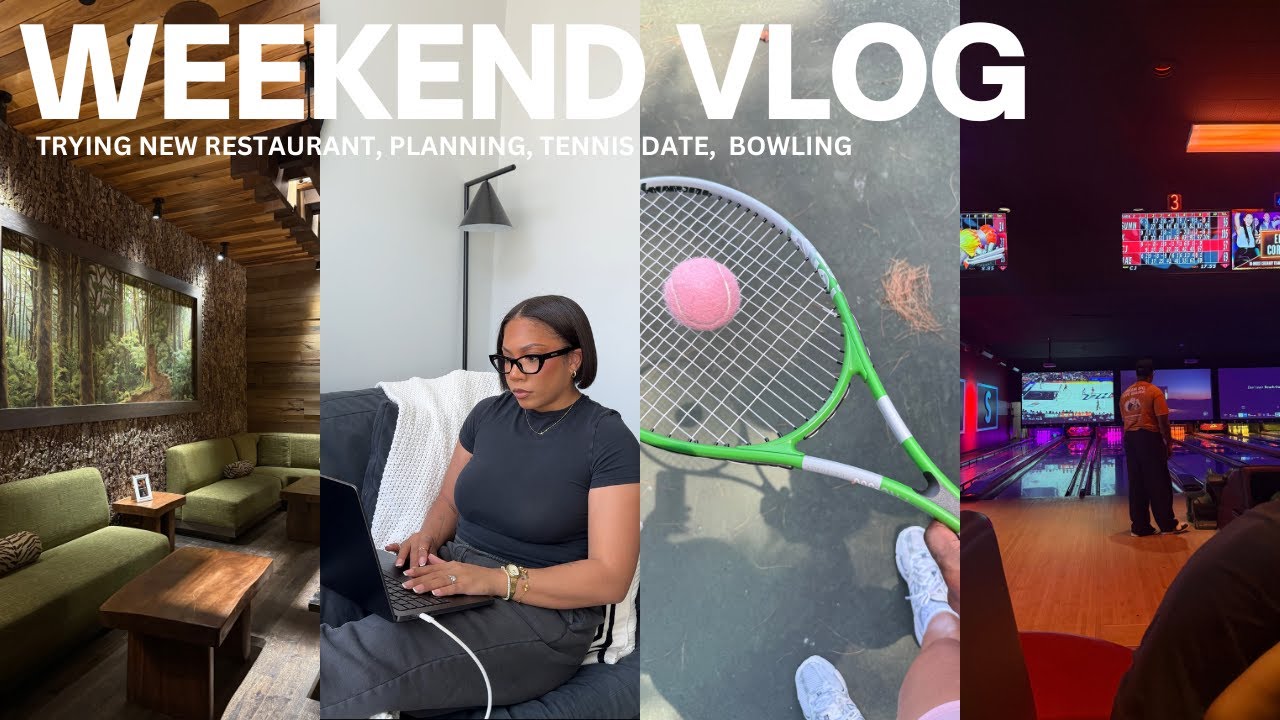 WEEKEND VLOG | tennis date w/ hubby 🎾, new restaurant, bowling date, planning again, & more