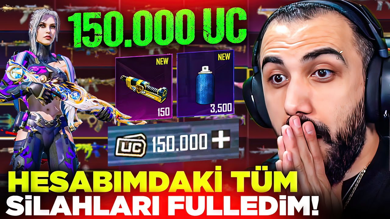 HESABIMDAKİ BÜTÜN SİLAHLARI FULLEDİM!! 😱 150.000 UC BASTIK TARİHİ VİDEO! | PUBG MOBILE