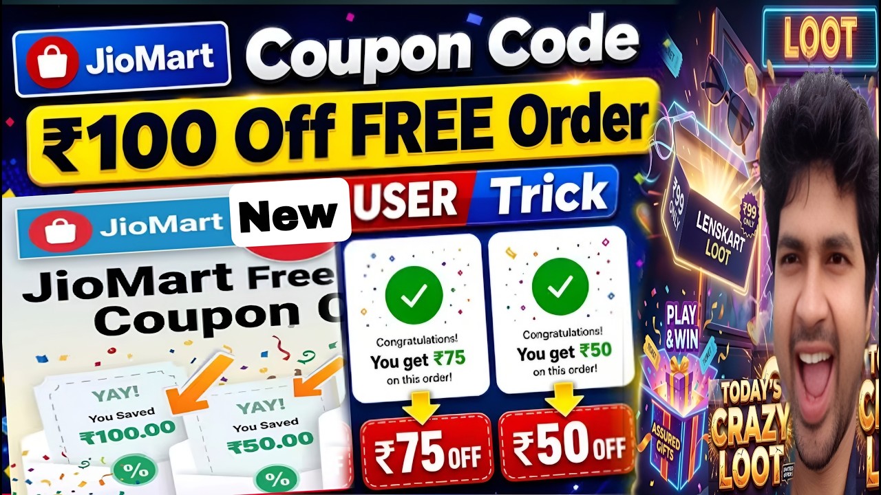 Jiomart Coupon today | jiomart coupon code | jiomart coupon code today | Free shipping 100% Discount
