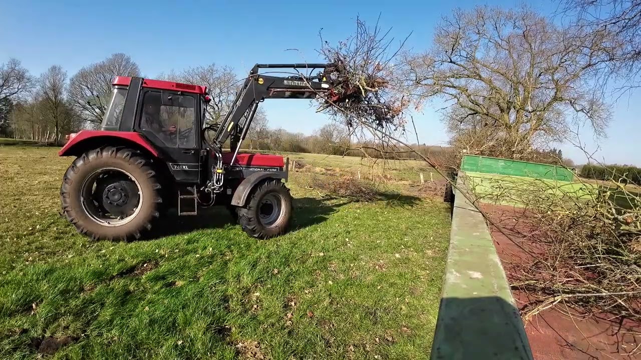 Sträucher fahren mit Case 745 und IHC 433