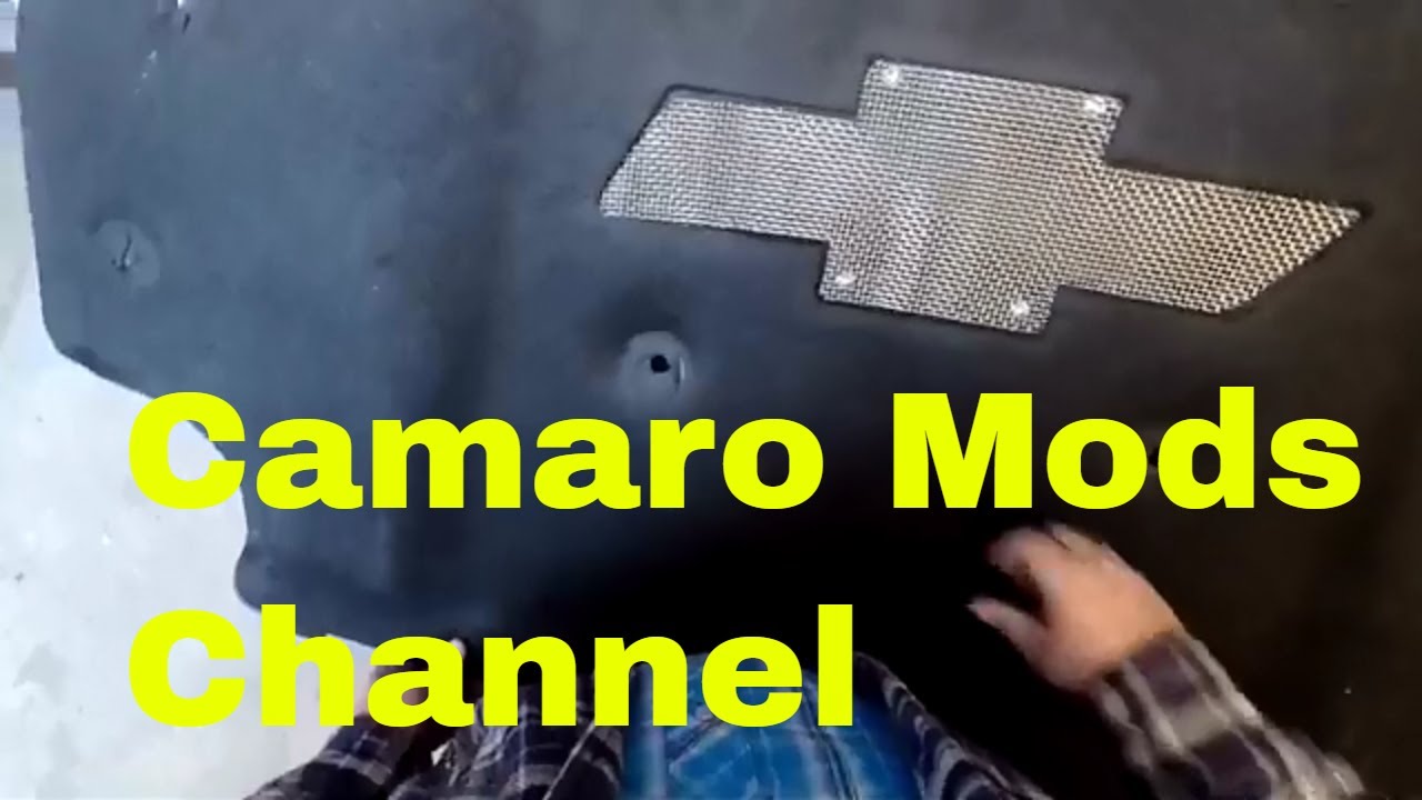 Camaro under Hood Chevy bowtie install