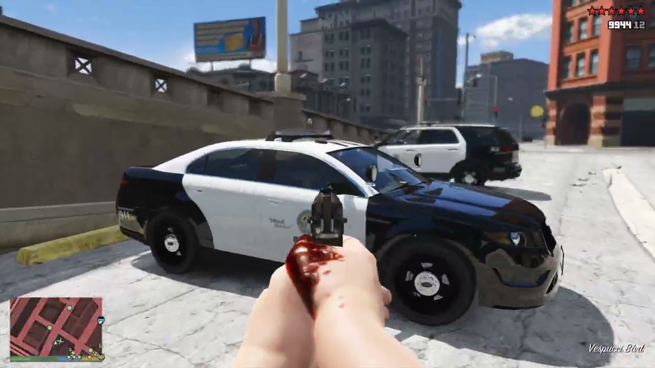 GTA 5  - Epic First Person Army Shootout + Ten Star Escape