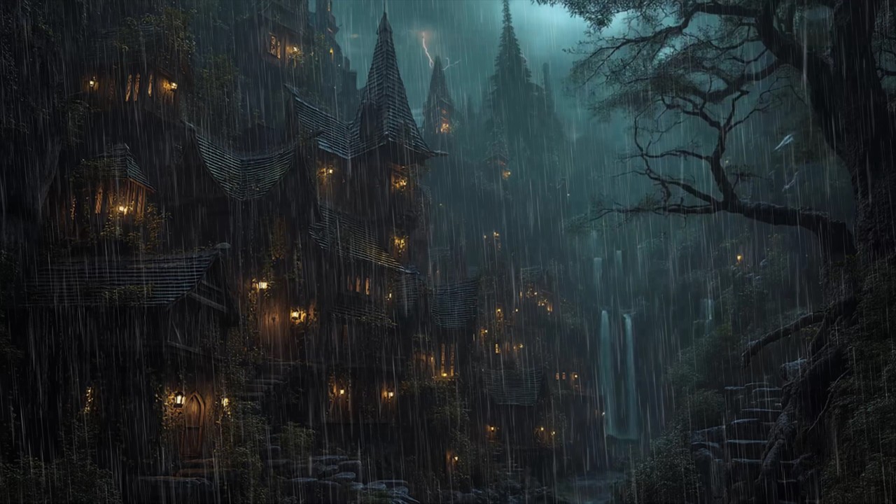 Embrace Serenity & Sleep Better with Rain In Magical Forest Village 🏰 Relax with the Gentle Rain