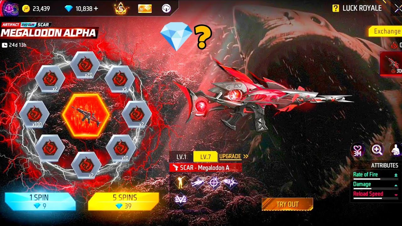 I Got Evo Scar - Megalodon Alpha Skin in Free Fire Indonesia Server 🇮🇩♥️
