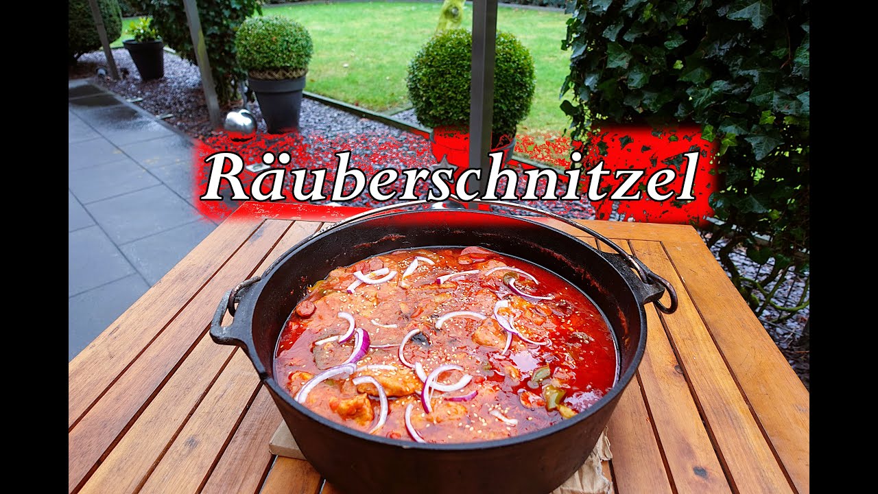 Räuberschnitzel aus dem Dutch Oven. Schnitzel mal anderes. Rezept