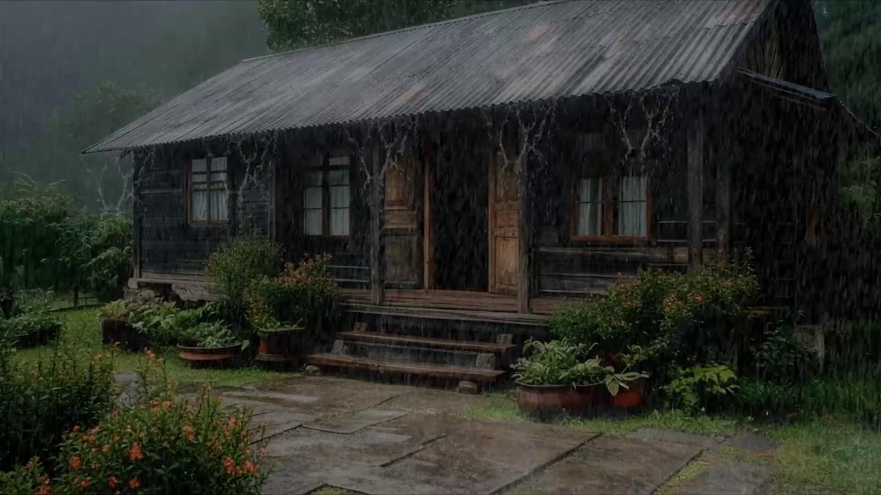 Soothing rain noise helping slow heart rate and improving calmness for deep relaxation