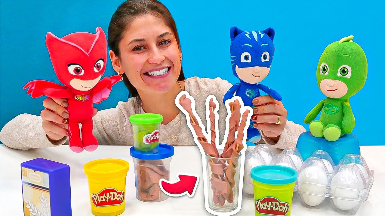 Kahramanlara Özel Atıştırmalık: Ayşe PJ Mask'ler için pizza krakerleri hazırlıyor! Çocuk videosu