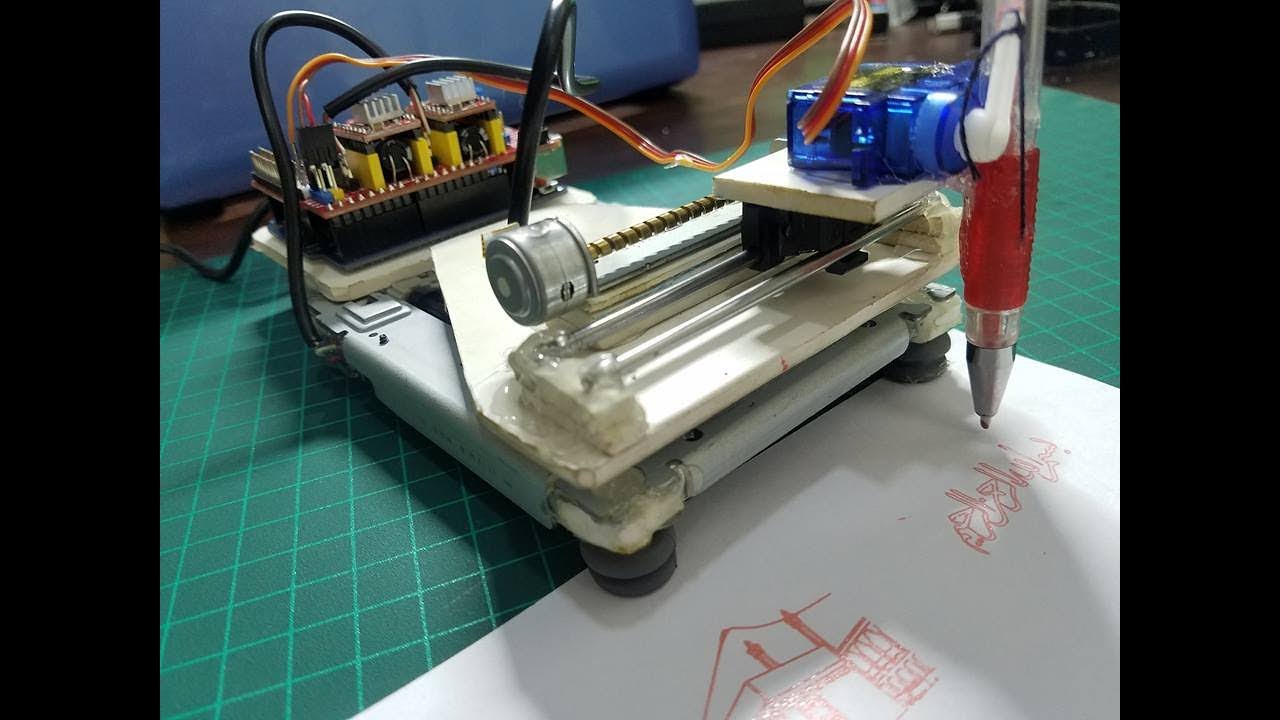 Mini CNC plotter machine at home using Arduino, CNC shield v3.0 and old DVD drive