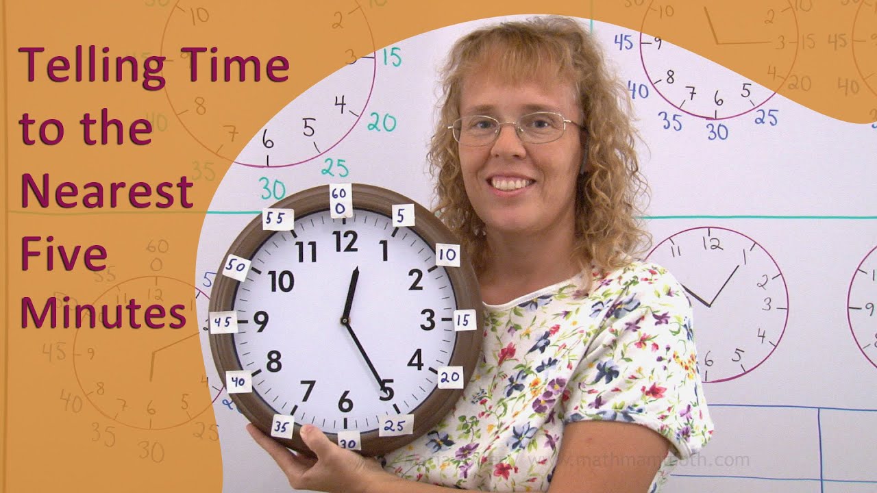 Tell time to the nearest 5 minutes - with numbers for the minute hand also