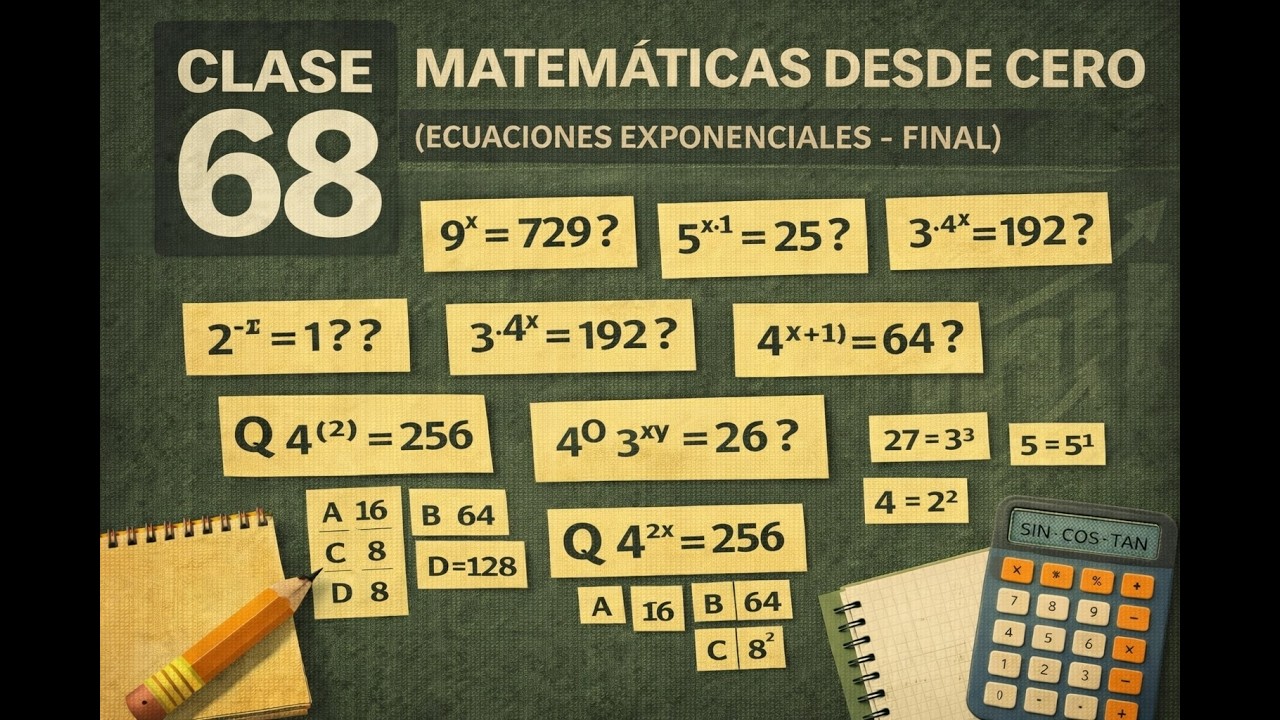 🧮 Clase 68 – Ecuaciones exponenciales (cierre final) | Matemáticas Desde Cero