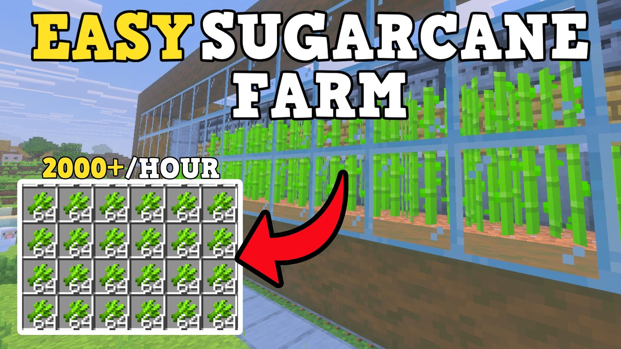 EASIEST SUGARCANE FARM in Minecraft Bedrock 1.21+