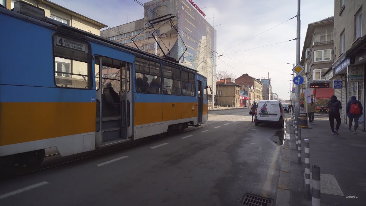 Bulgaria, Sofia, tram 4 ride from Tsentralni Hali to ul. Kozloduy