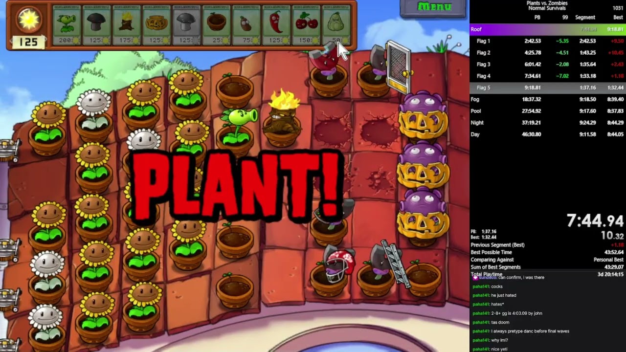 Plants vs Zombies Normal Survivals in 46:26 FWR